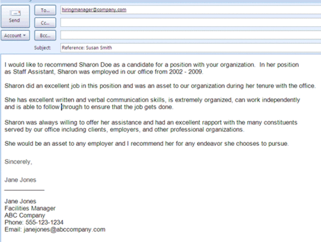 email reference letter