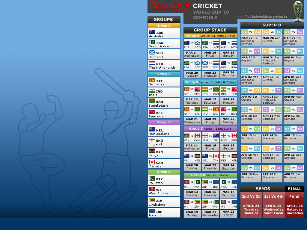 The World Cup schedule which