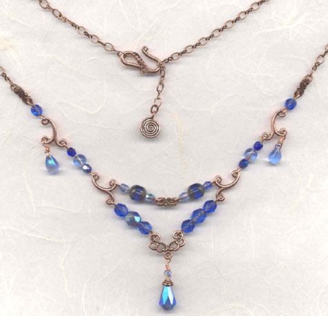 Glass beads in cobalt blue,